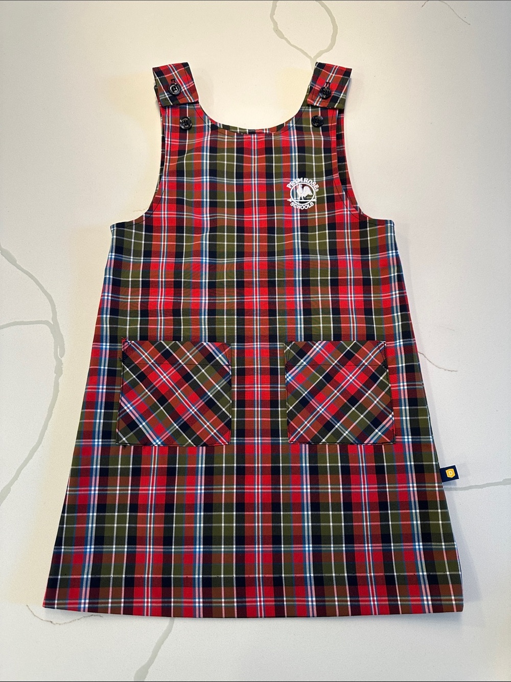 NWOT Dennis primrose school uniform jumper dress Macbeth plaid size 5 green red